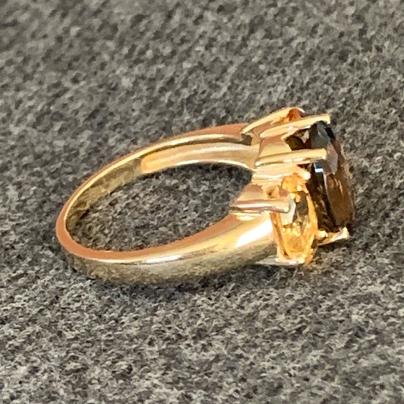 14K Gold Smoky Quartz Cocktail Ring - Picture 12 of 15